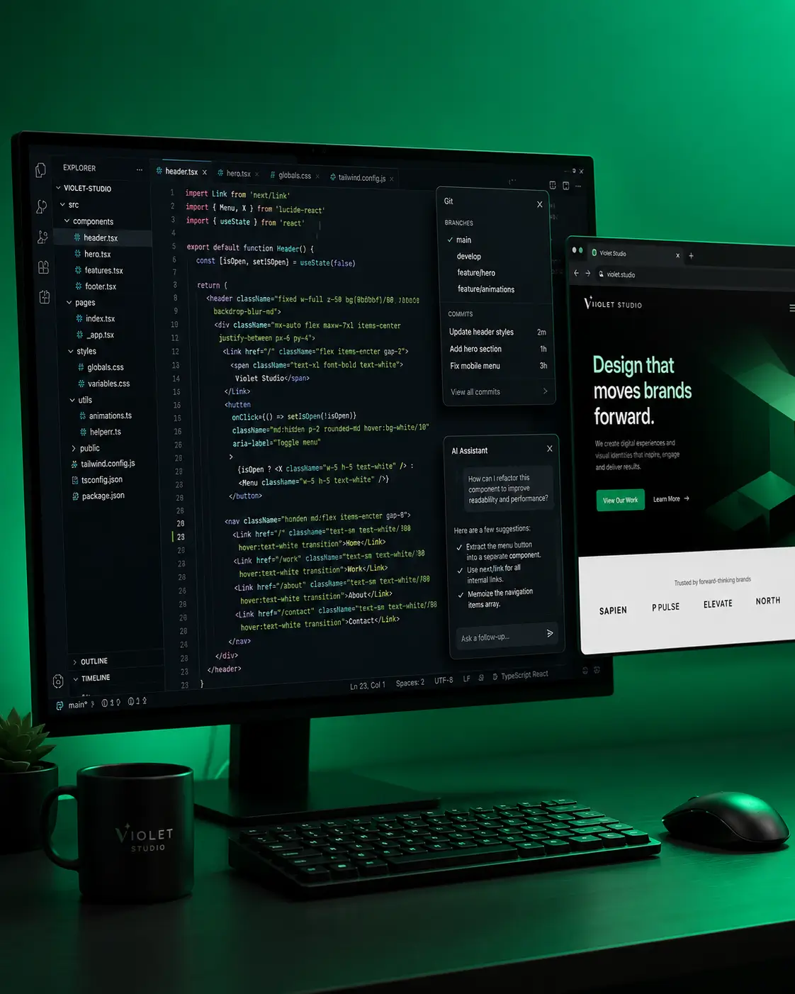 Quibyx web development service — code editor building a website
